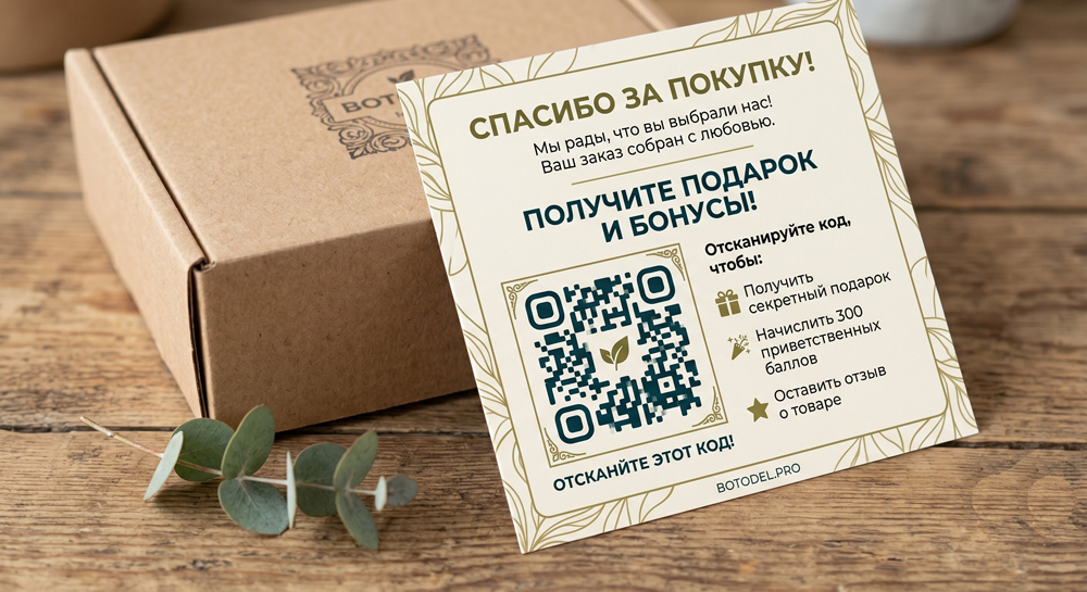 Пример вкладыша с QR-кодом для магазина на WB